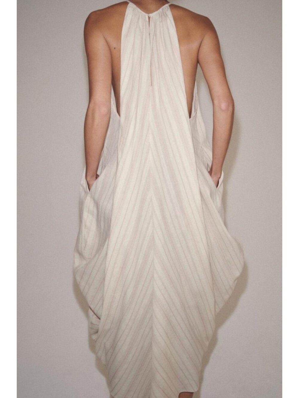 ZARA HALTER DRESS WITH LINEN ZW COLLECTION - Picture 3 of 5